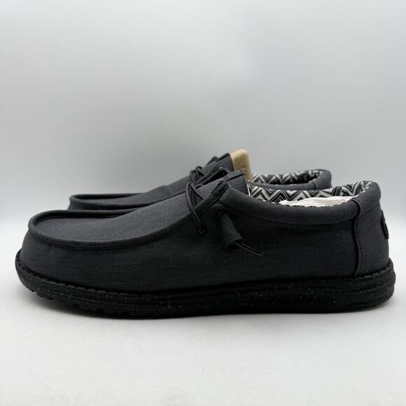 Hey Dude Mens Wallly Stretch Shoes US 15 Wide EU 48 Black Canvas Slip On NIB main image 12